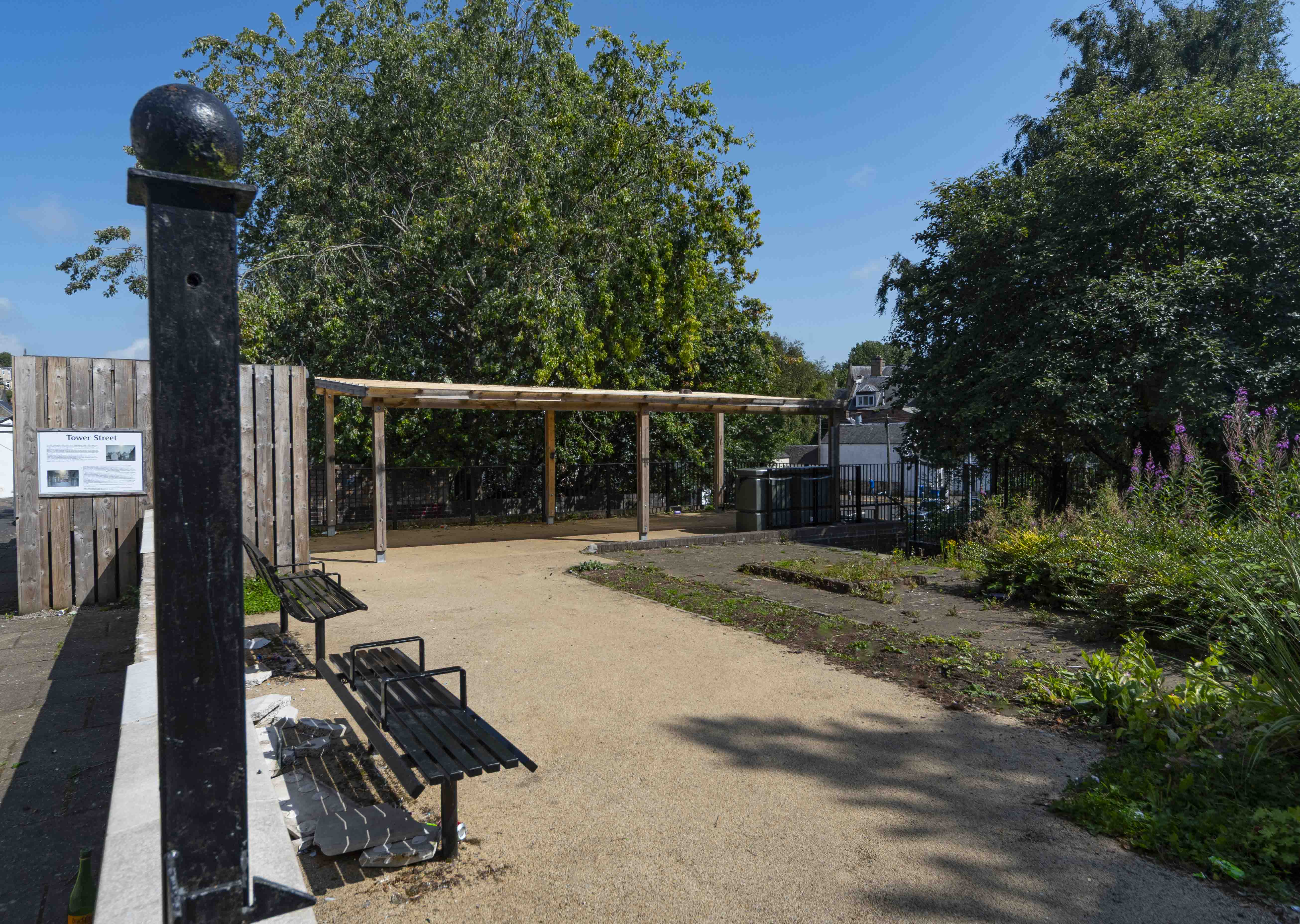 A view of the park from the Tower Street entrance. 