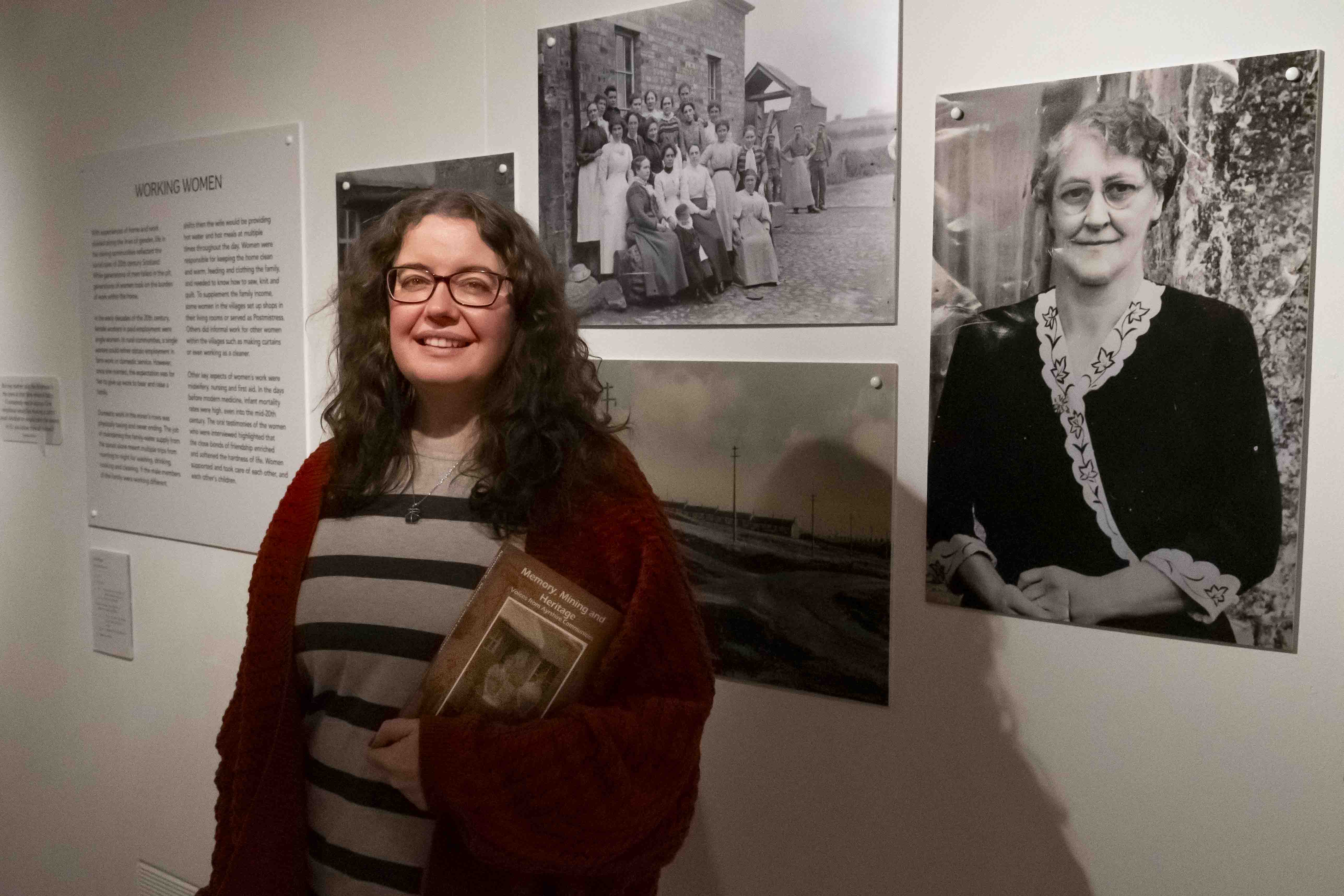 Yvonne McFadden with a copy of Memory, Mining and Heritage at the book launch in Cumnock.
