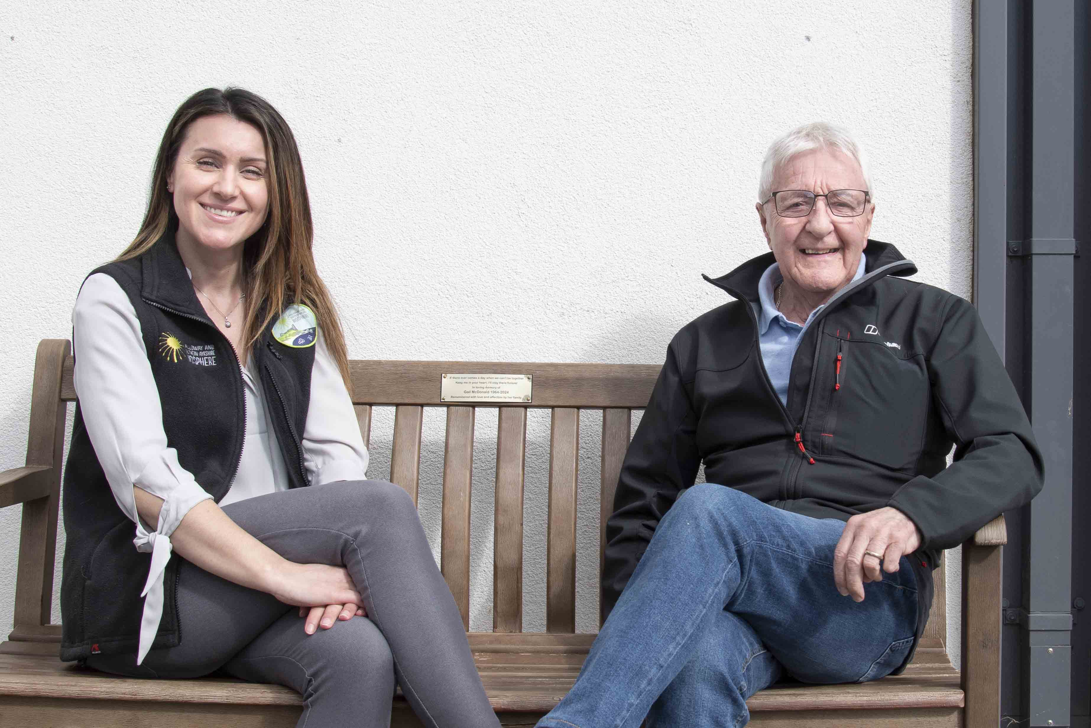Jenna with Alex Baird, Chairman of 9CC at Ochiltree Hub Cafe.